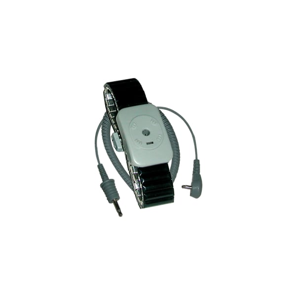 Dual Conductor Black Speidel Metal Wrist Strap w/10' Coil Cord, Medium